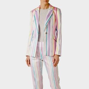 BCBGMAXAZRIA Women's Stripped Pastel Blazer Sz 14